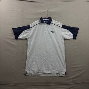 Bad Boy Polo Shirt Large White Navy Blue Colorblock‎ Winged Logo Pique Cotton